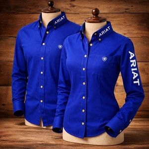 Ariat Blue Western Shirt Youth L Fits Womens Small Cowboy Rodeo Workwear